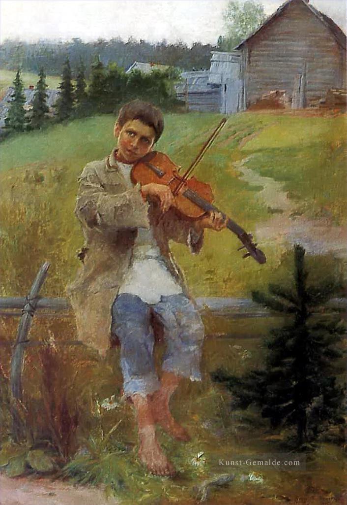 Junge mit Violine Nikolay Bogdanov Belsky Ölgemälde